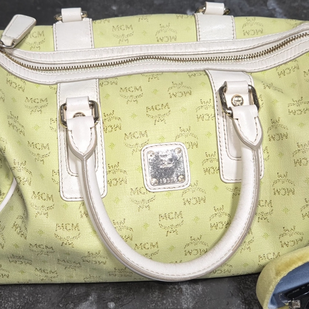 MCM Women's Yellow and White Handbag